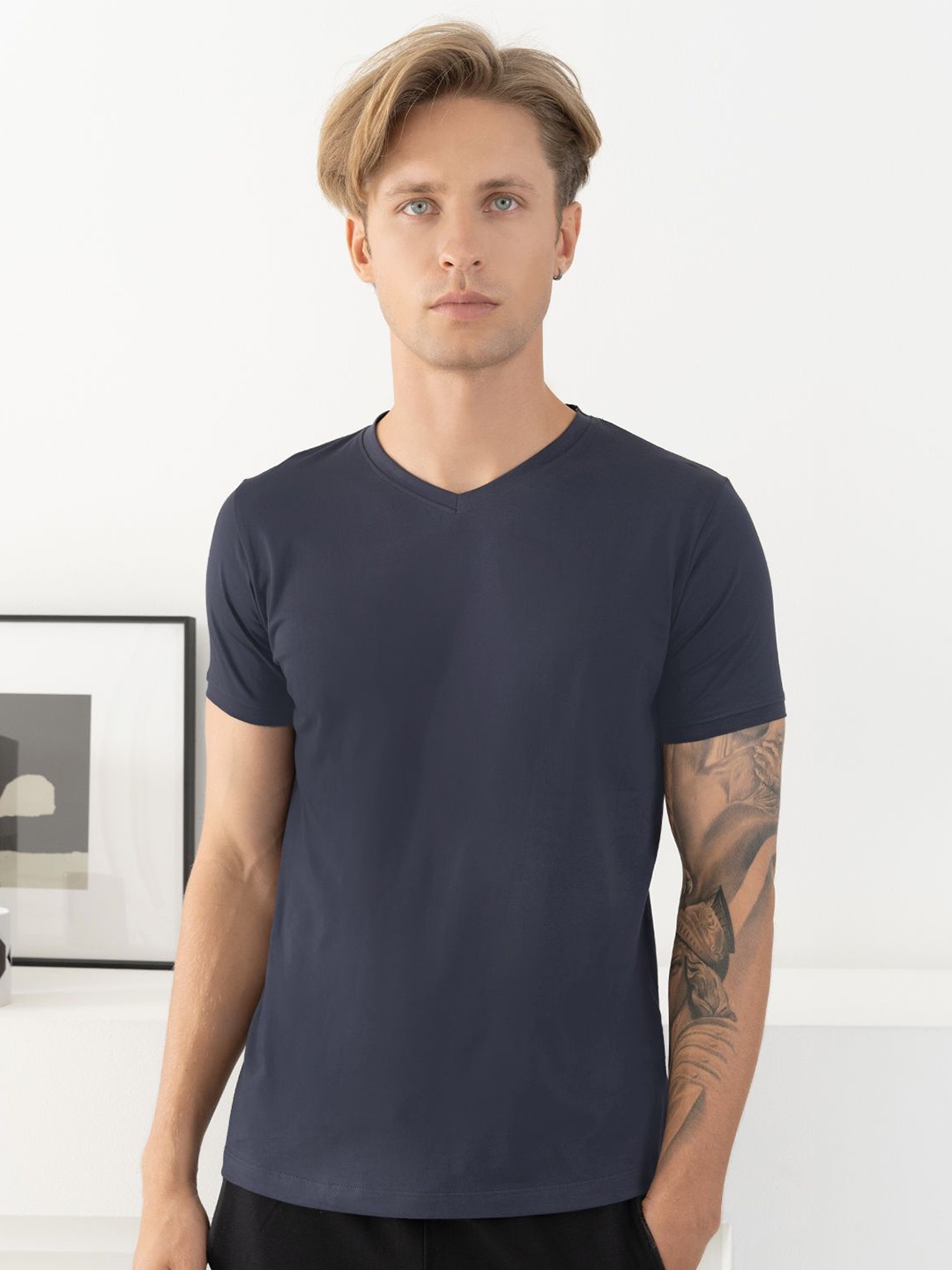 

KOFFY Pure Pima Cotton Perennial V-Neck T-Shirt, Grey