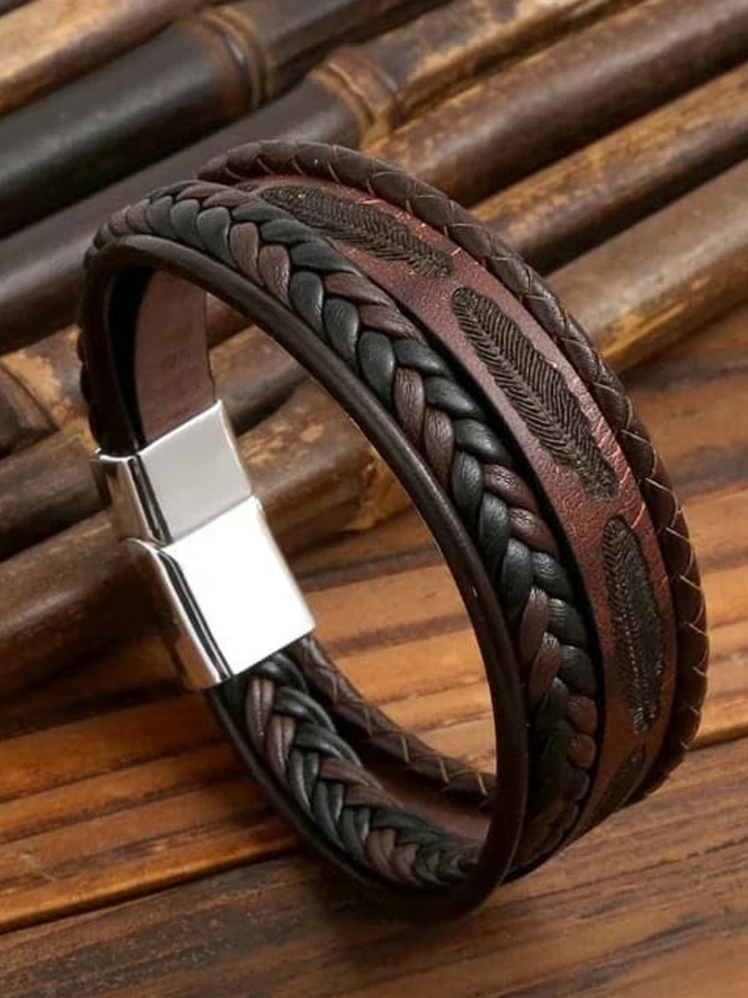 

KRYSTALZ Unisex Leather Multistrand Bracelet, Brown