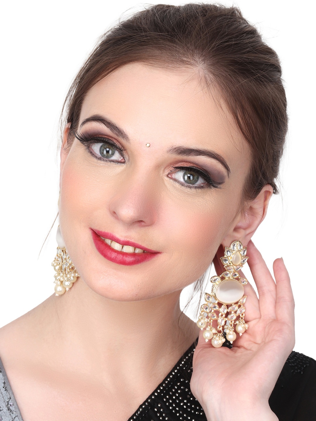 

Anvik Gold-Plated Kundan-Studded Contemporary Chandbalis
