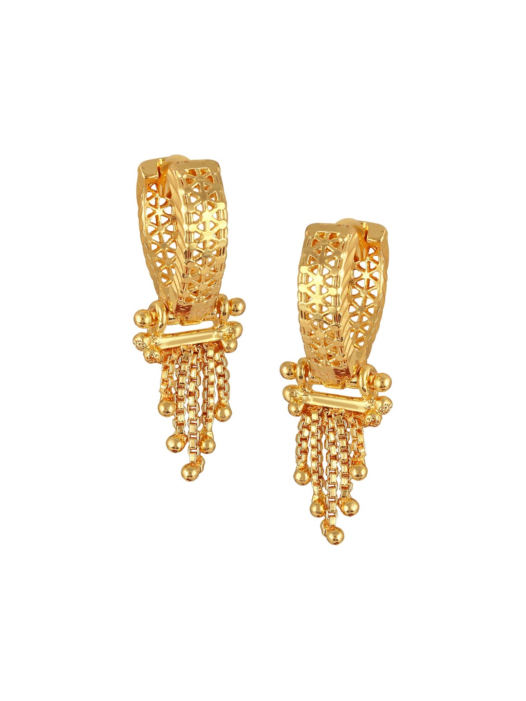 

Vighnaharta Gold-Plated Contemporary Shaped Drop Earrings