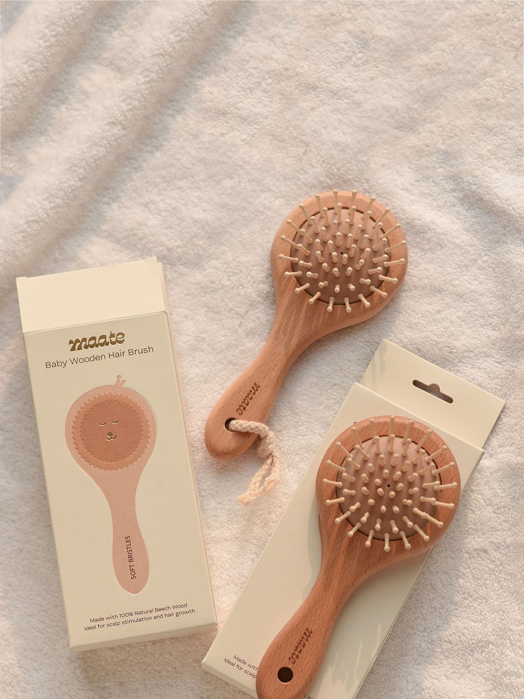 

MAATE Kids Beige Wooden Baby Hair Brush