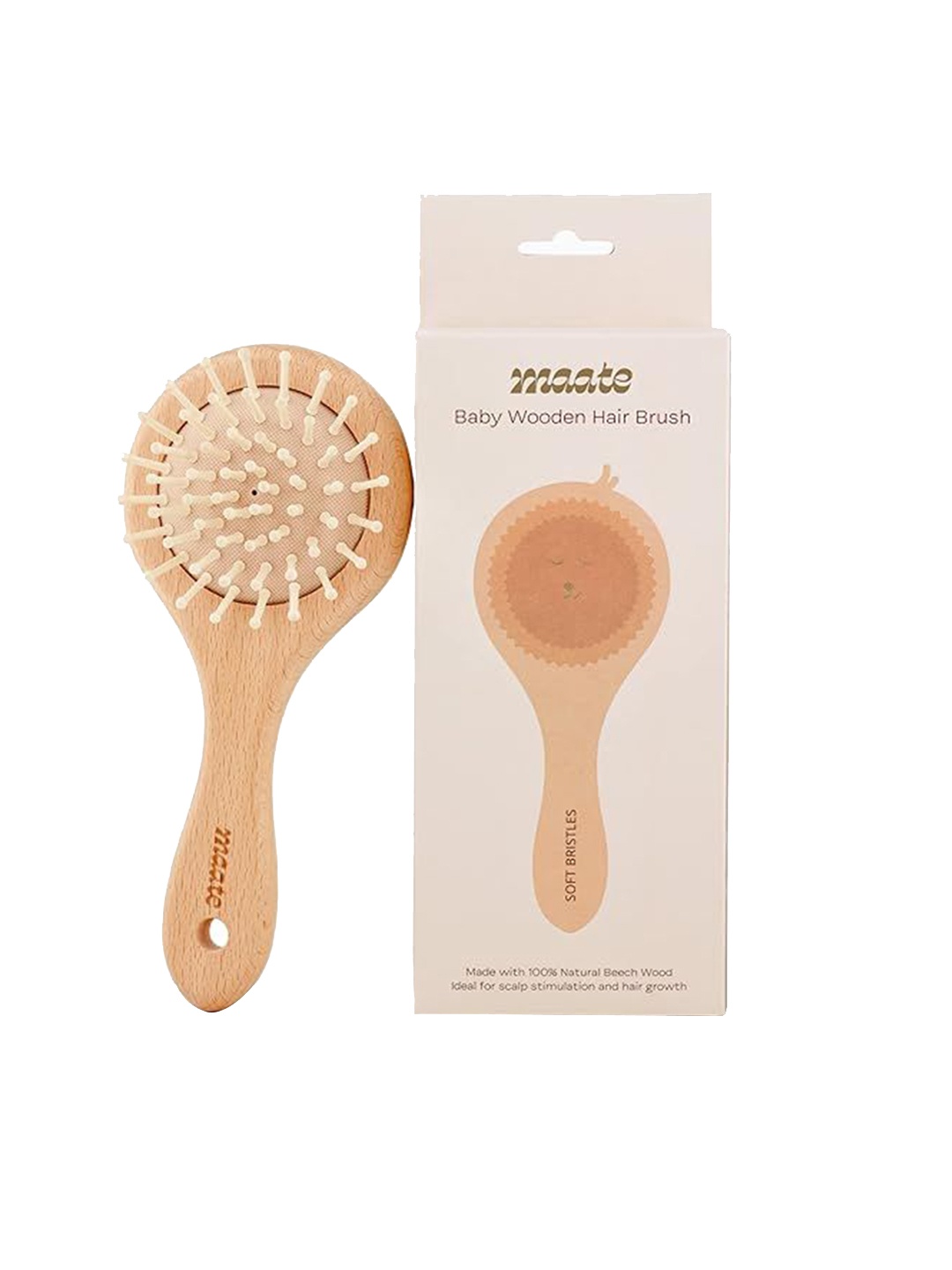 

MAATE Kids Baby Wooden Comb, Beige