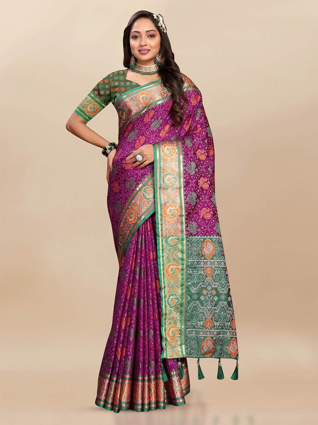 

Ekta Textiles Zari Woven Design Pure Silk Saree, Violet