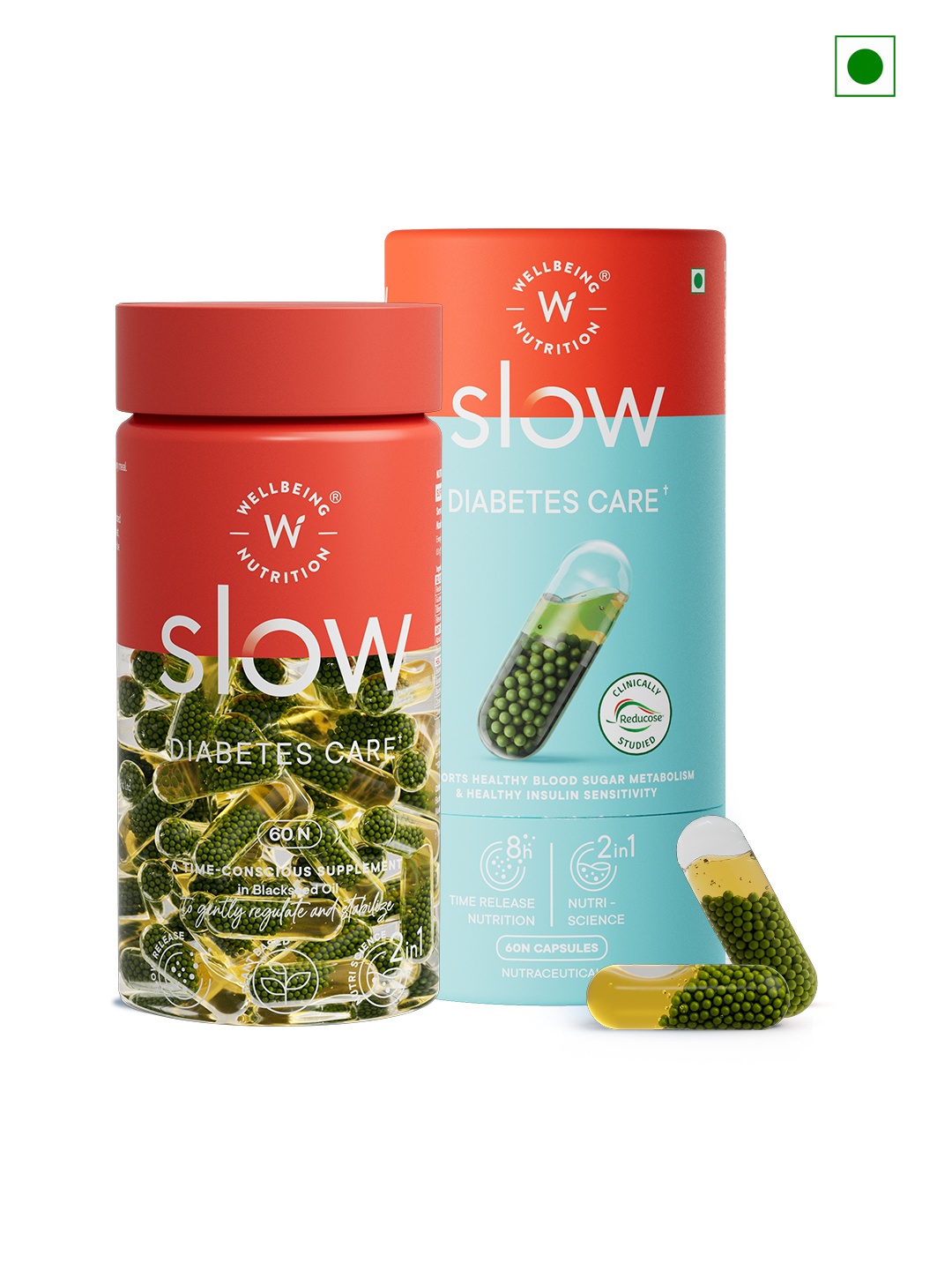 

Wellbeing Nutrition SLOW Diabetes Care Multivitamins with Reducose & Bilberry - 60 Caps, Red
