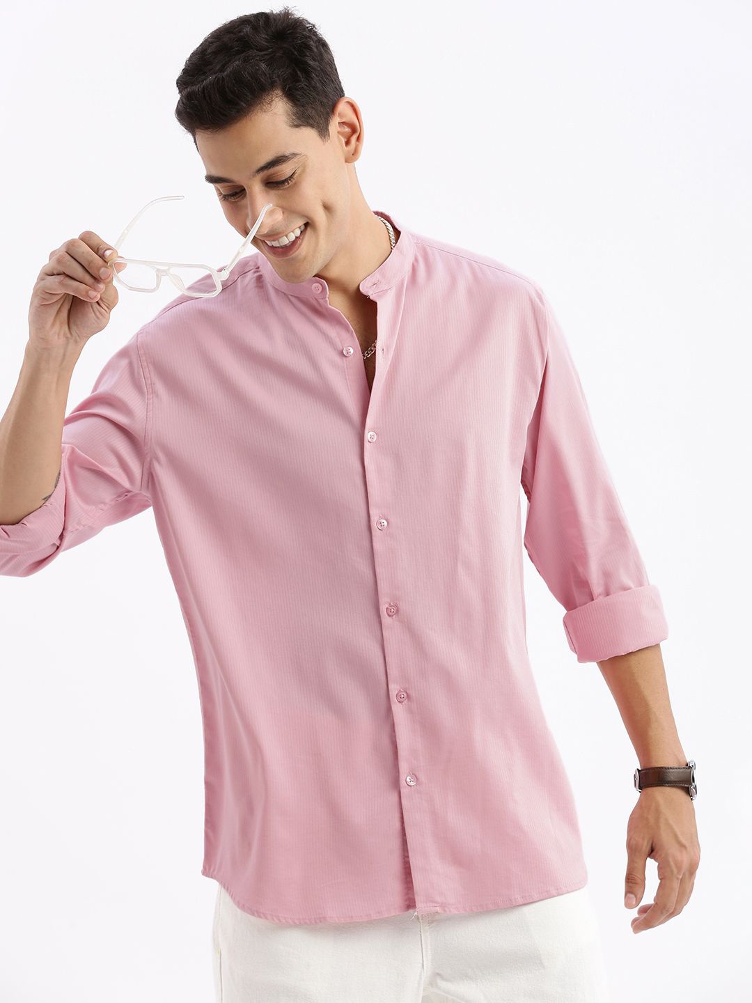 

SHOWOFF Standard Slim Fit Cotton Casual Shirt, Pink