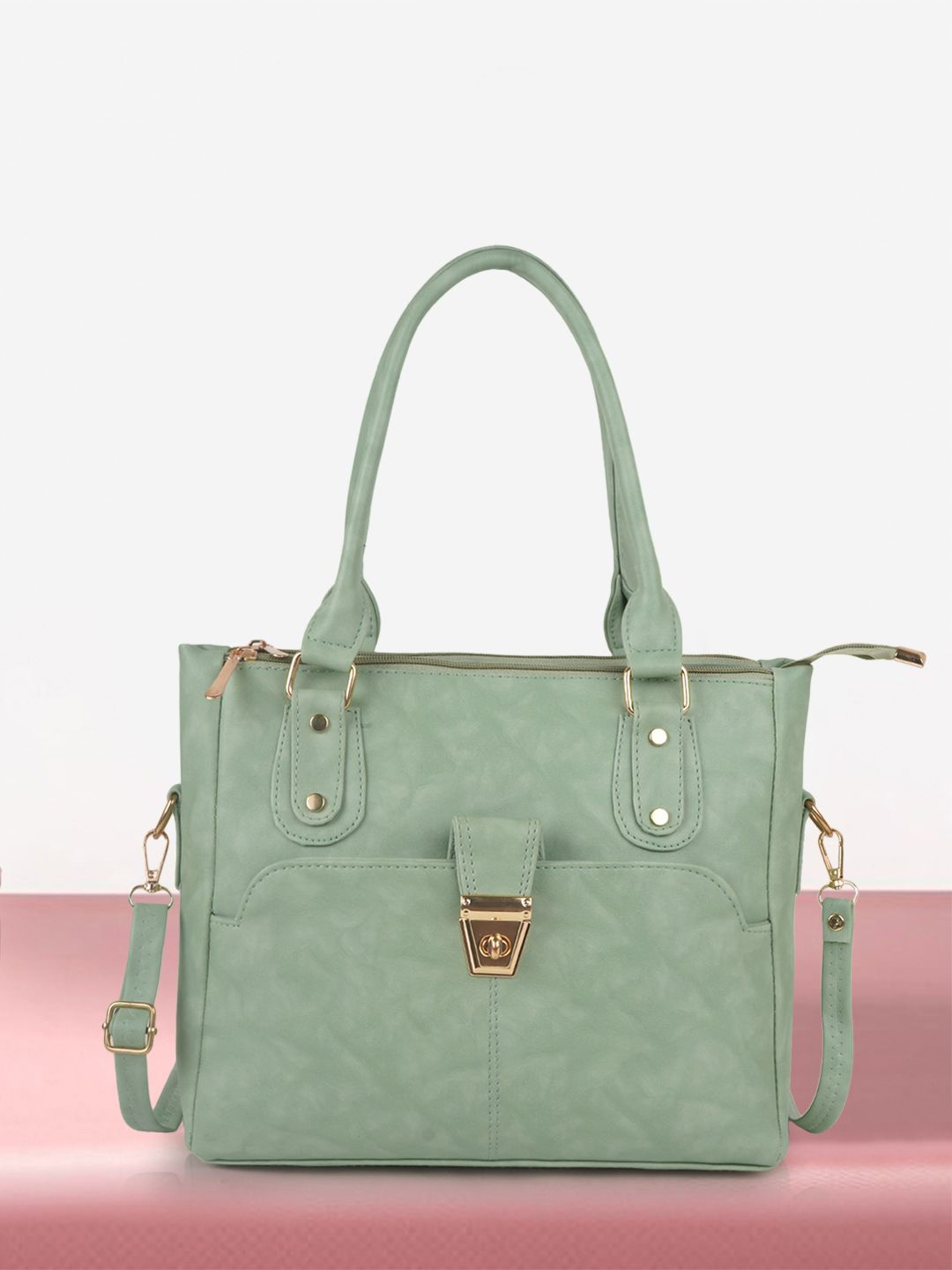 

PARSLEY Structured Handheld Bag with Quilted, Sea green