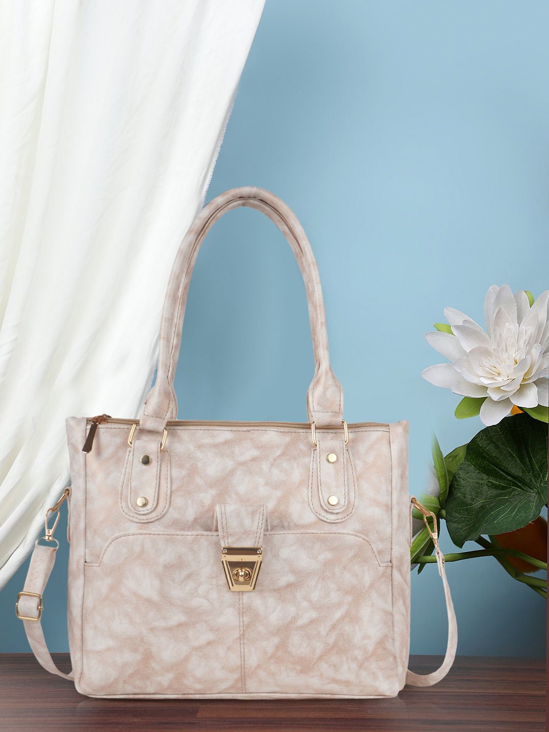 

PARSLEY Structured Handheld Bag with Quilted, Beige