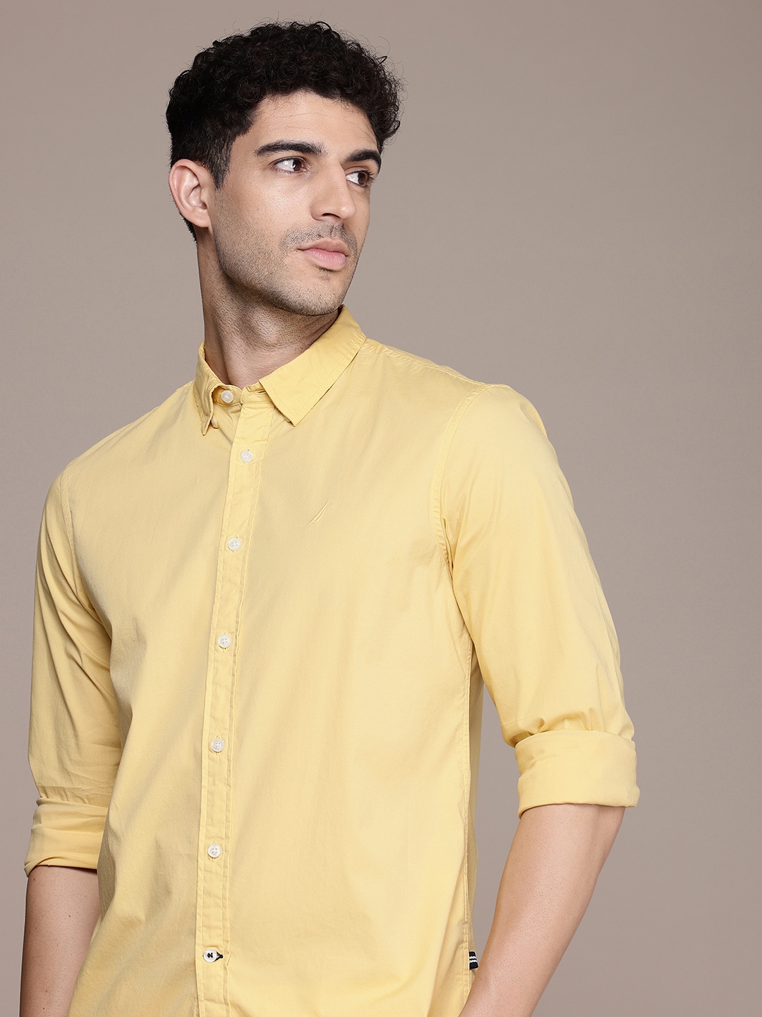

Nautica Pure Cotton Slim Fit Casual Shirt, Yellow