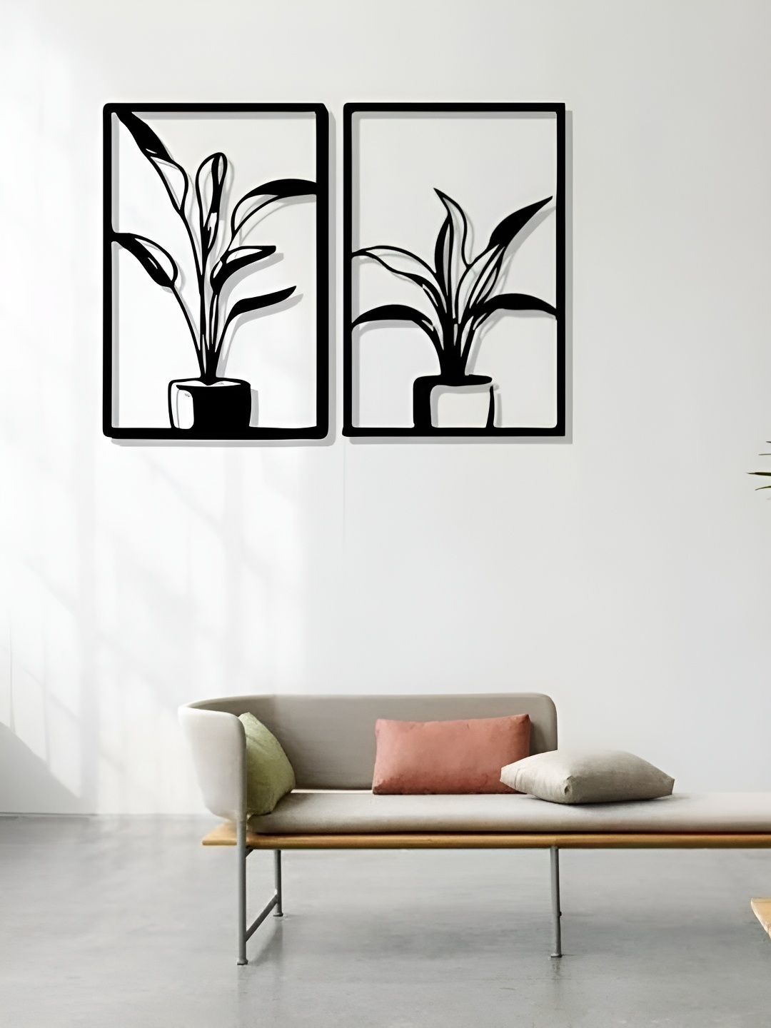 

Artrooms Plants Metal Wall Art, Black