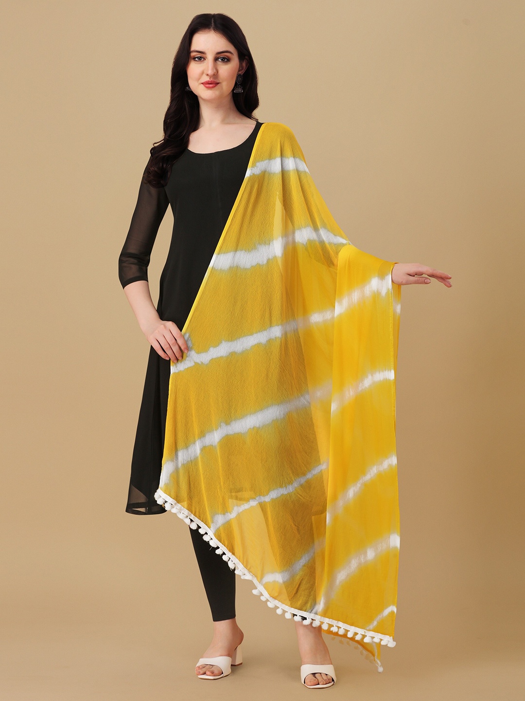 

KALINI Ombre Dyed Tie and Dye Dupatta, Yellow