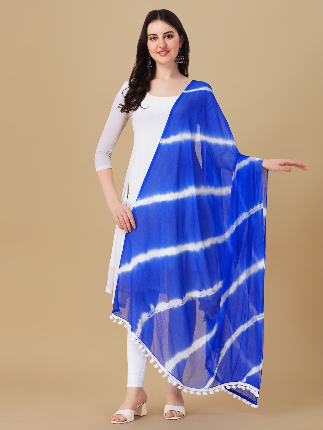 

KALINI Printed Tie and Dye Dupatta, Blue