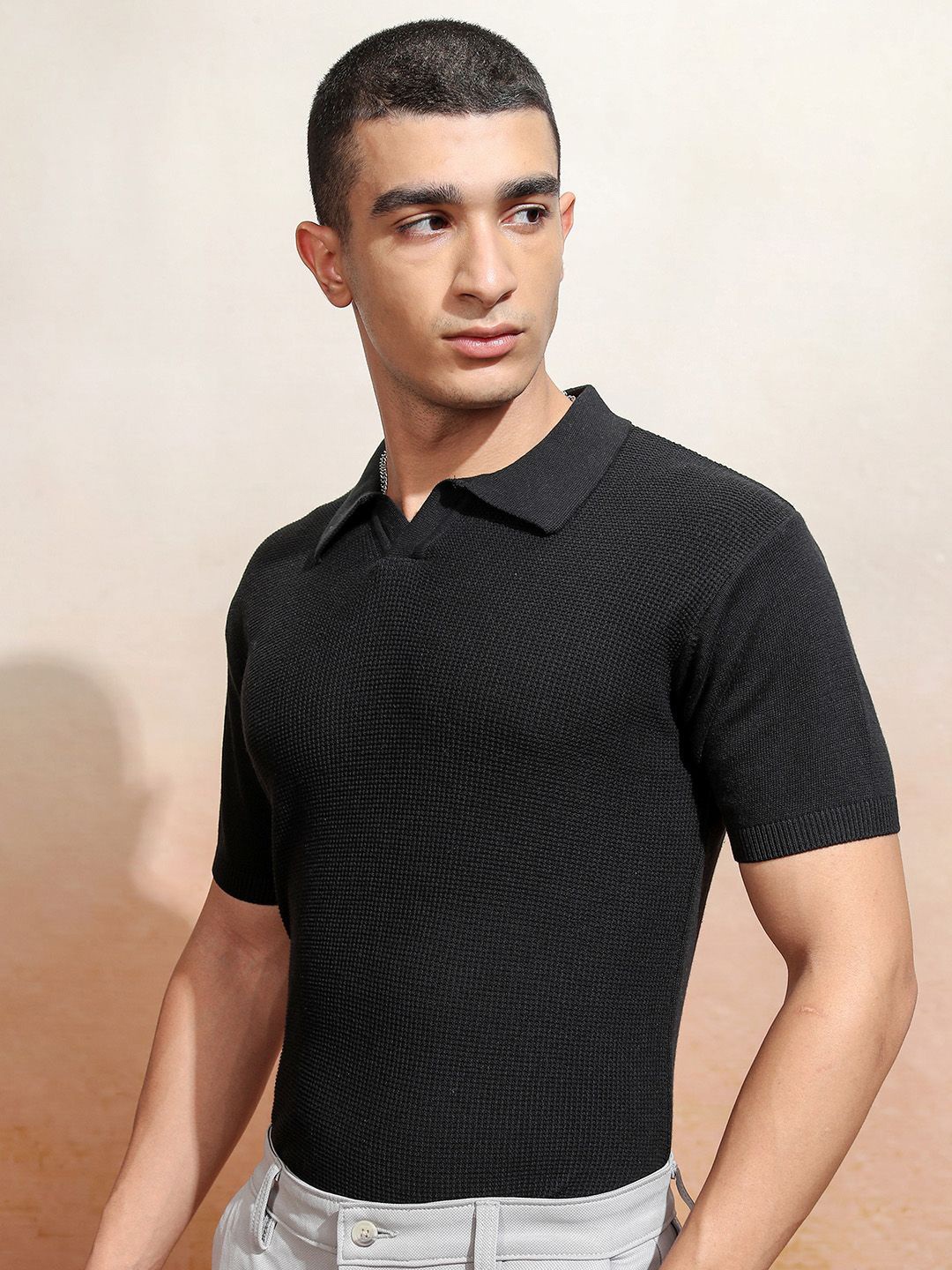 

Highlander Men Relaxed Fit Half Sleeve Polo T- Shirt, Black