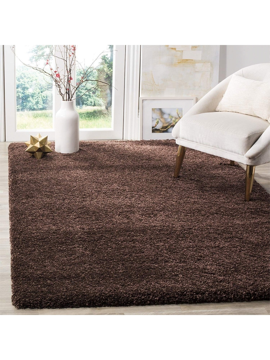 

IMRA CARPET Brown Shaggy Rectangular Carpet