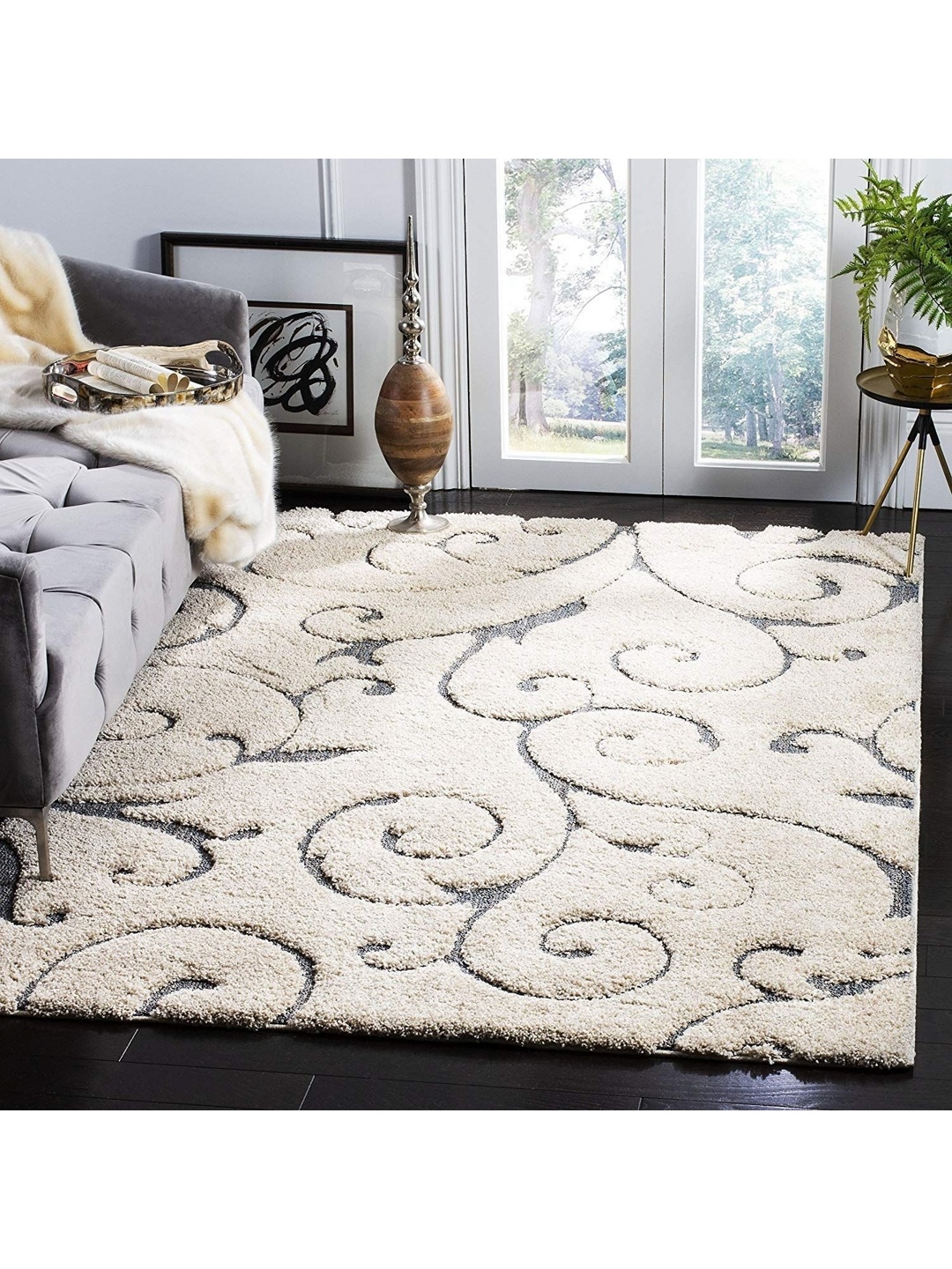 

IMRA CARPET Beige Ethnic Motifs Shaggy Carpet