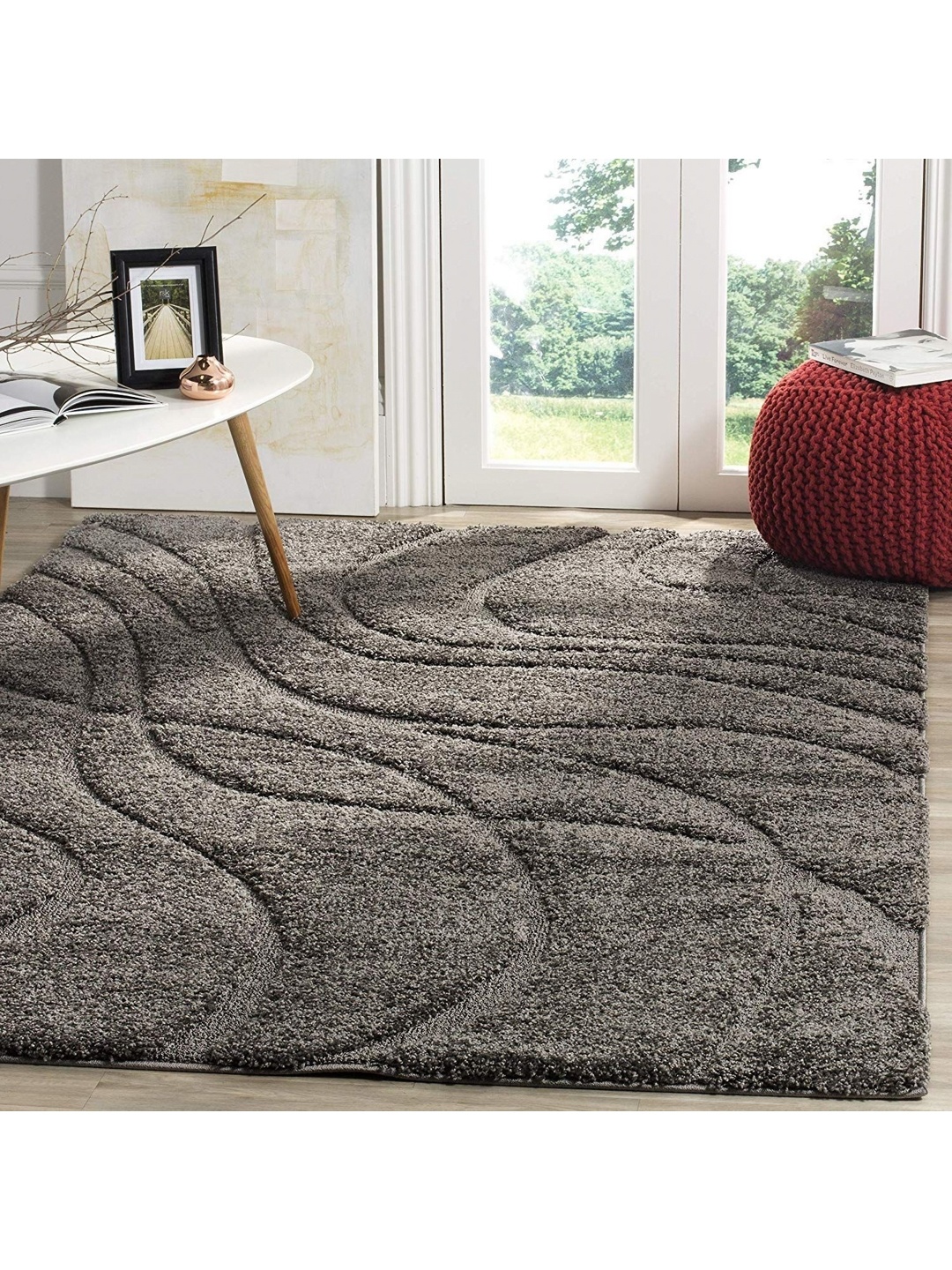 

IMRA CARPET Grey Textured Shaggy Carpet