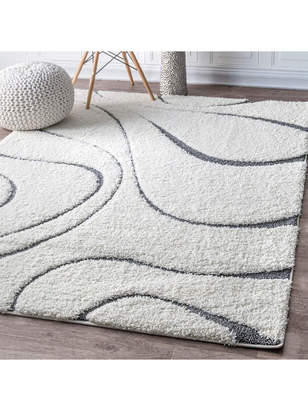 

IMRA CARPET Grey Geometric Shaggy Carpet