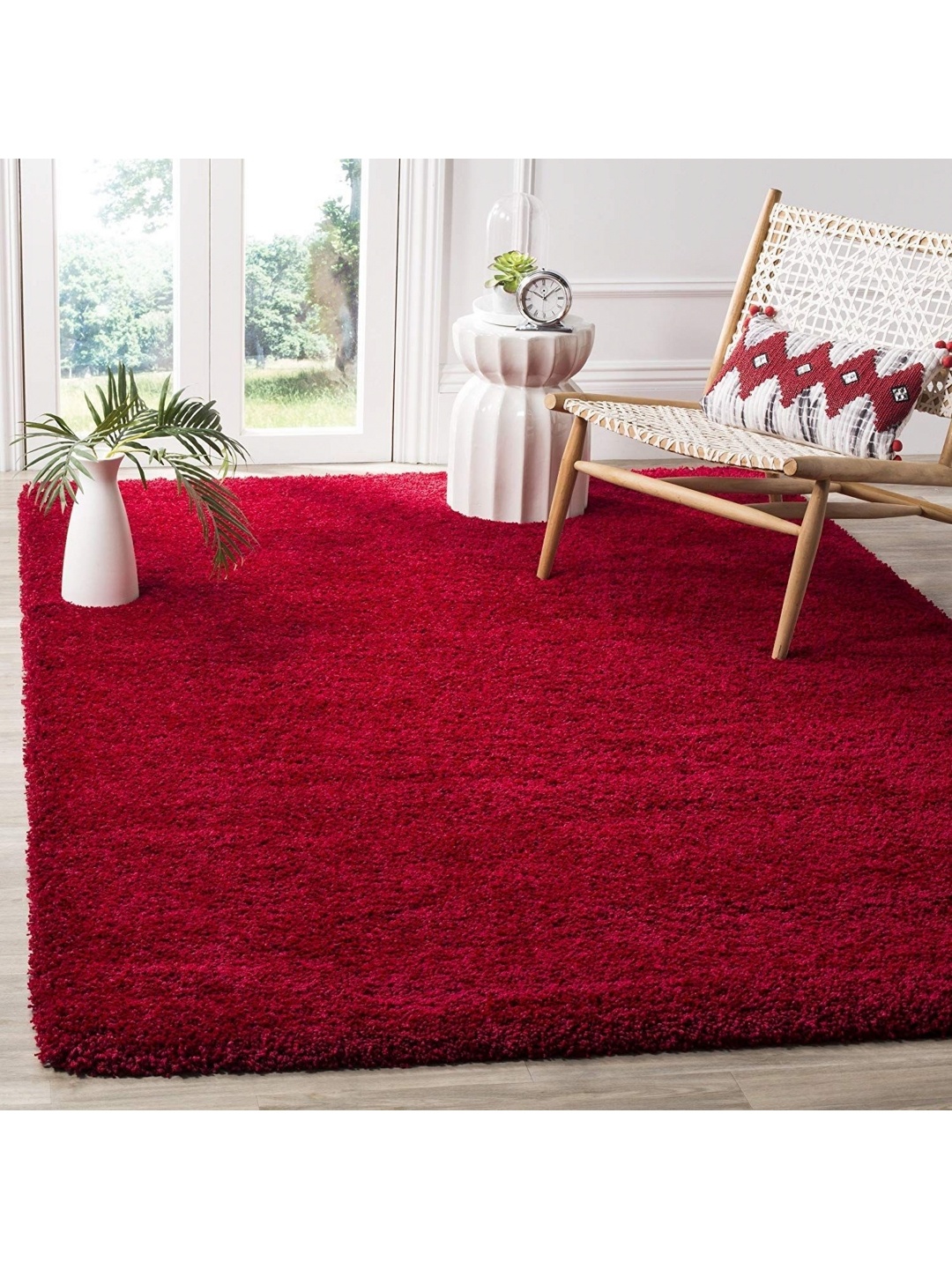 

IMRA CARPET Red Shaggy Rectangular Carpet