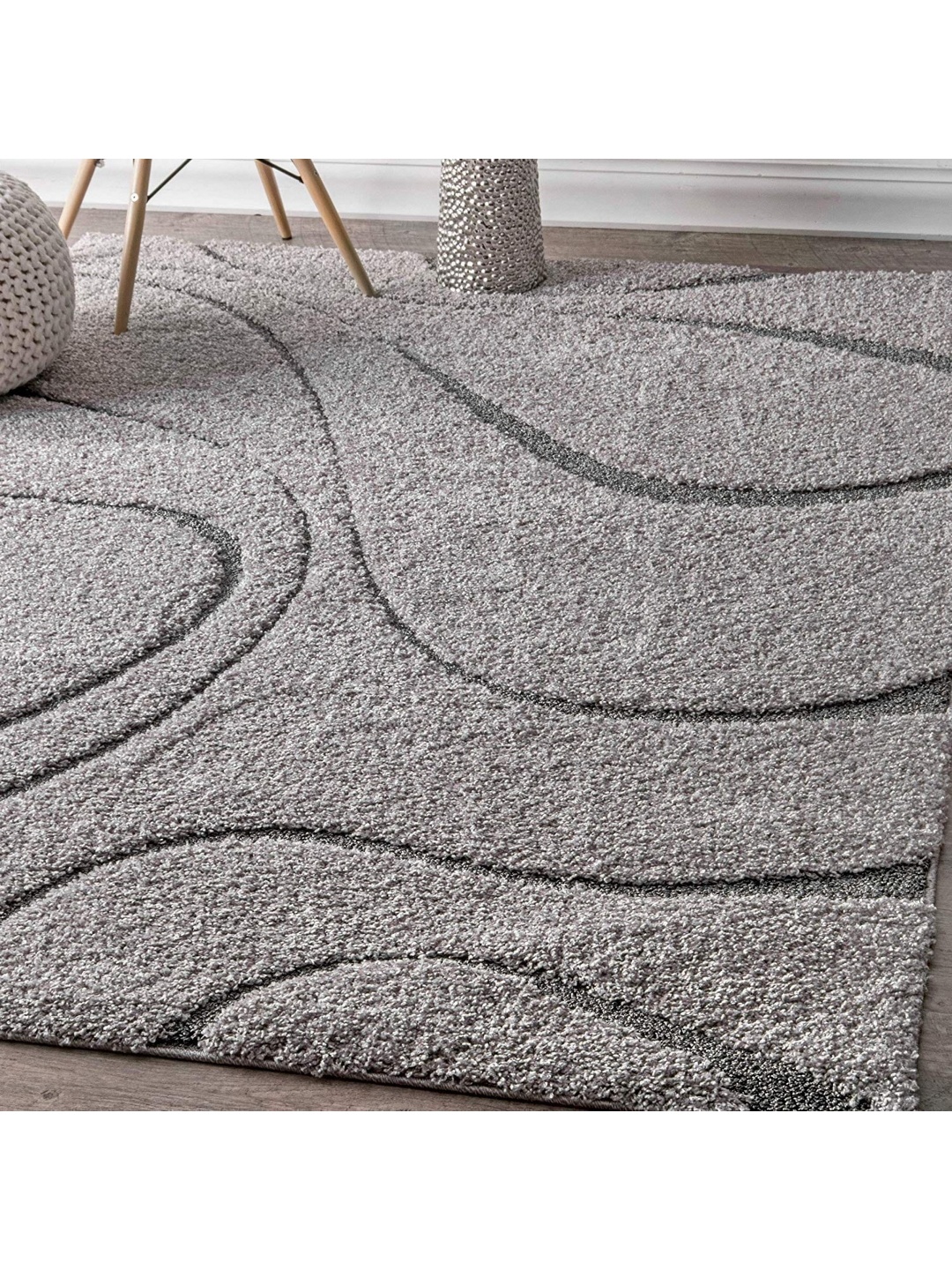 

IMRA CARPET Grey Geometric Shaggy Carpet