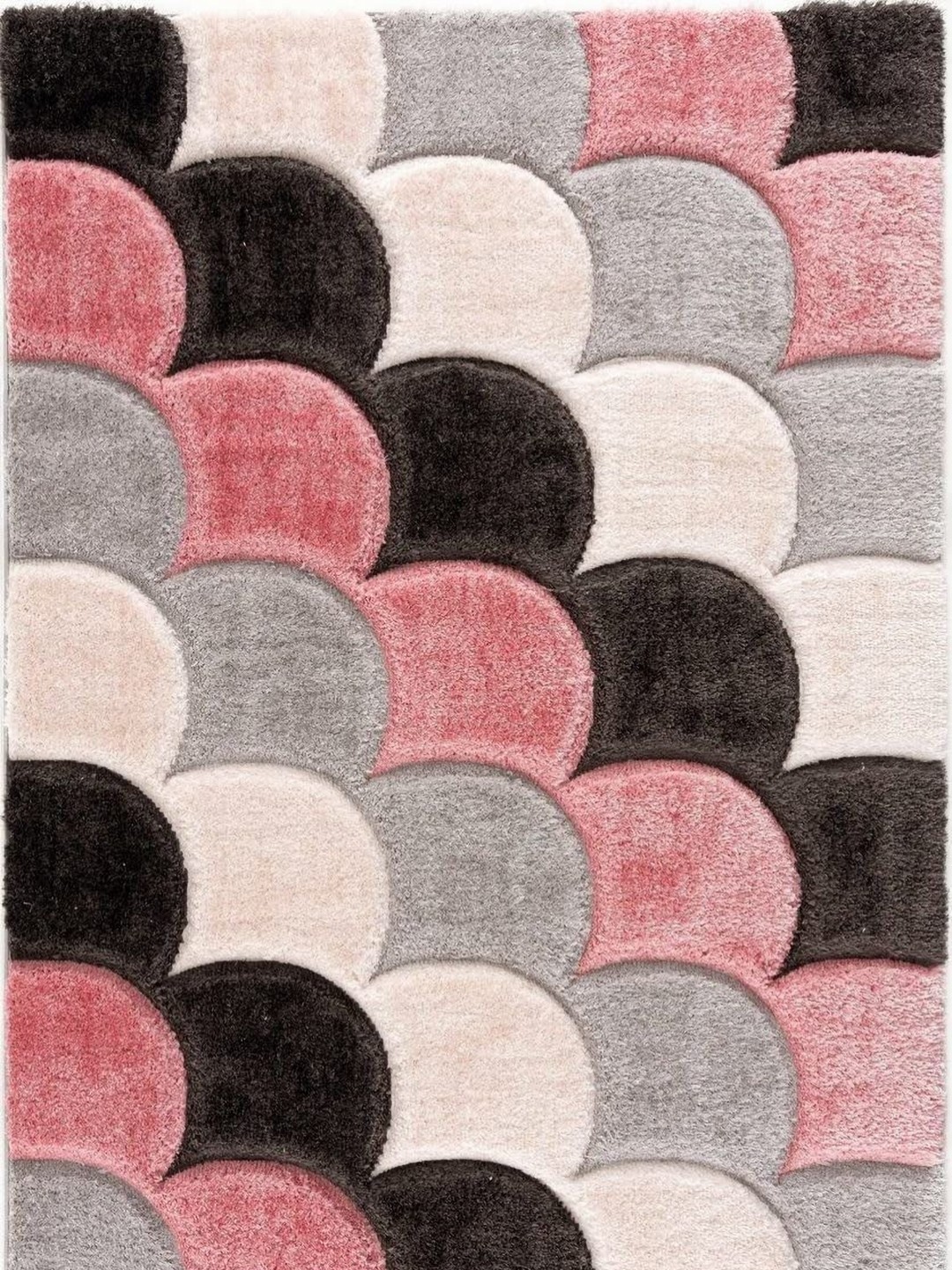 

IMRA CARPET Grey & White Geometric Shaggy Carpet
