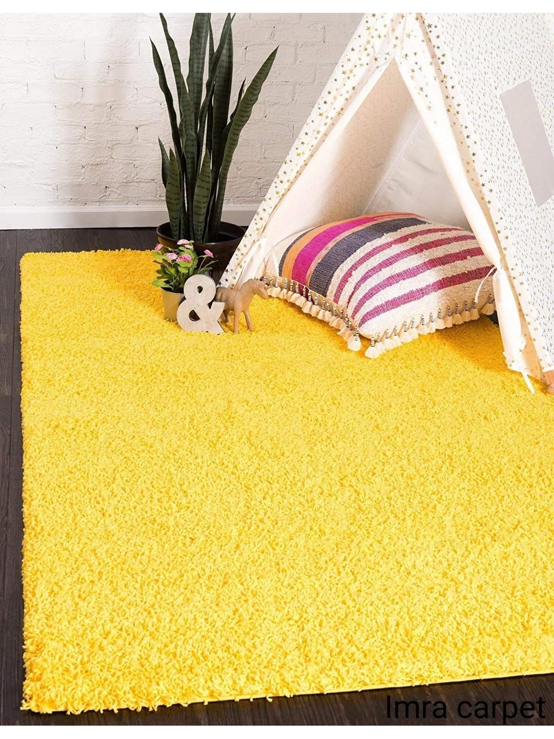 

IMRA CARPET Yellow Shaggy Rectangular Carpet