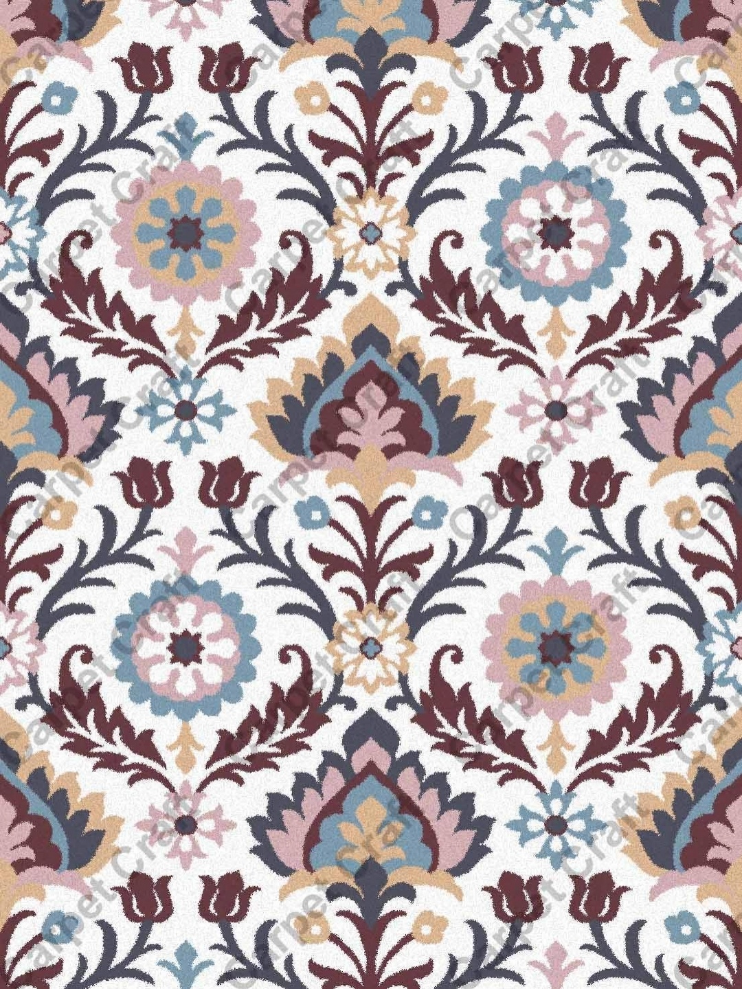 

IMRA CARPET White Floral Printed Woollen Carpet