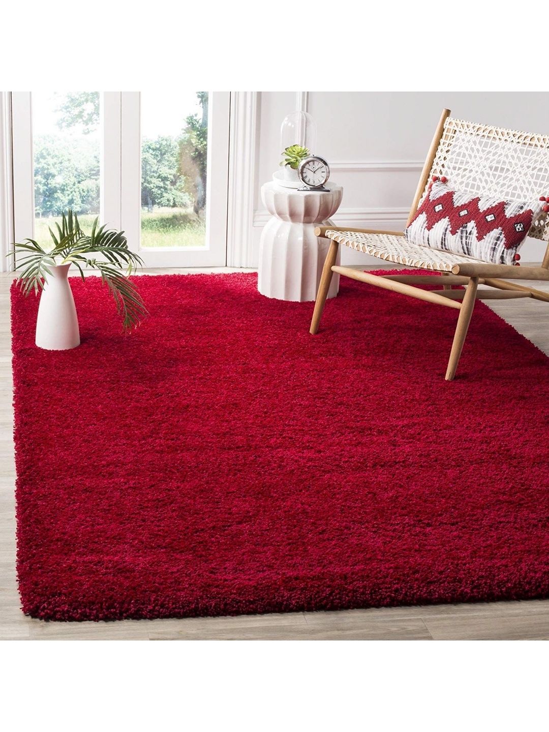 

IMRA CARPET Red Abstract Shaggy Carpet