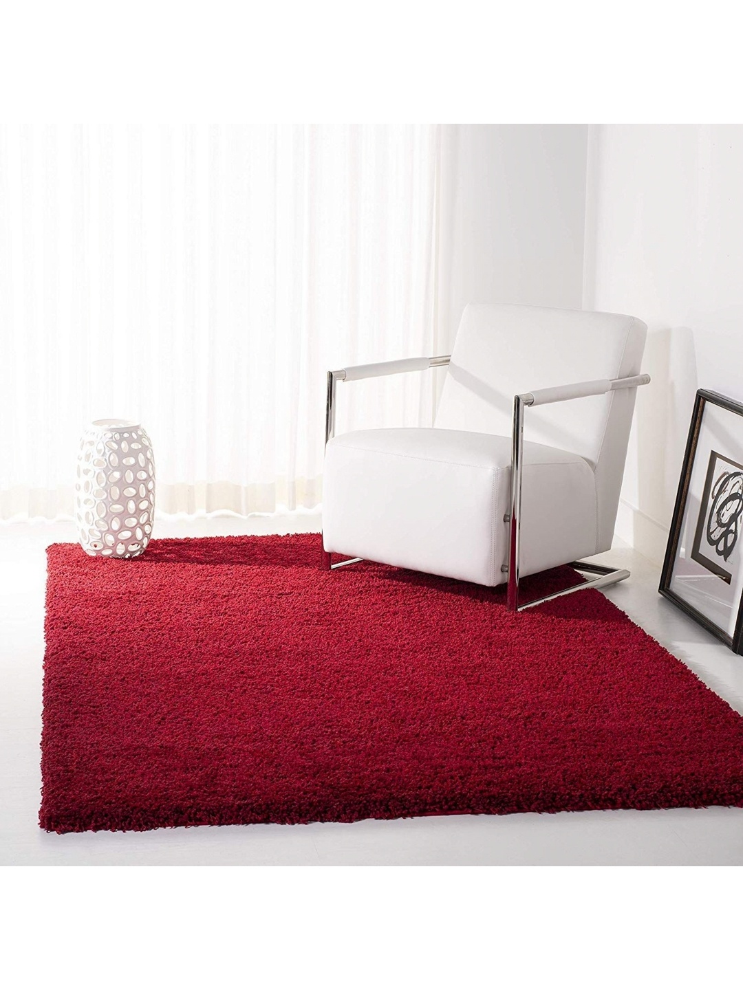 

IMRA CARPET Red Shaggy Rectangular Carpet