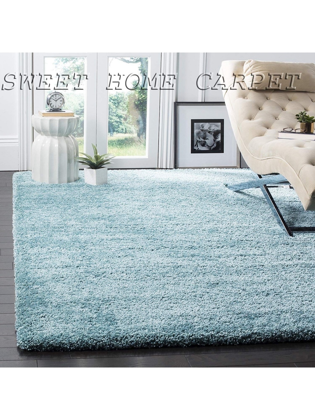 

IMRA CARPET Blue Shaggy Rectangular Carpet