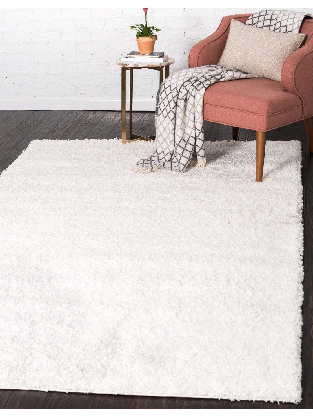 

IMRA CARPET White Shaggy Rectangular Carpet