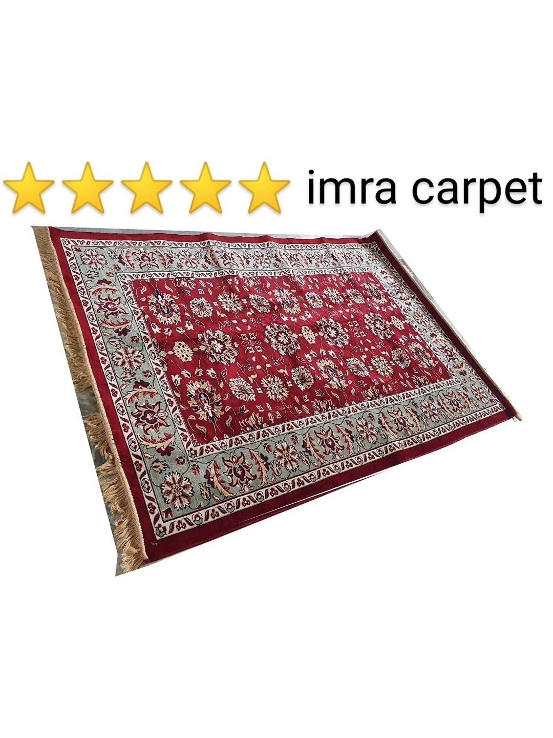 

IMRA CARPET Red Floral Handmade Polyester Carpet