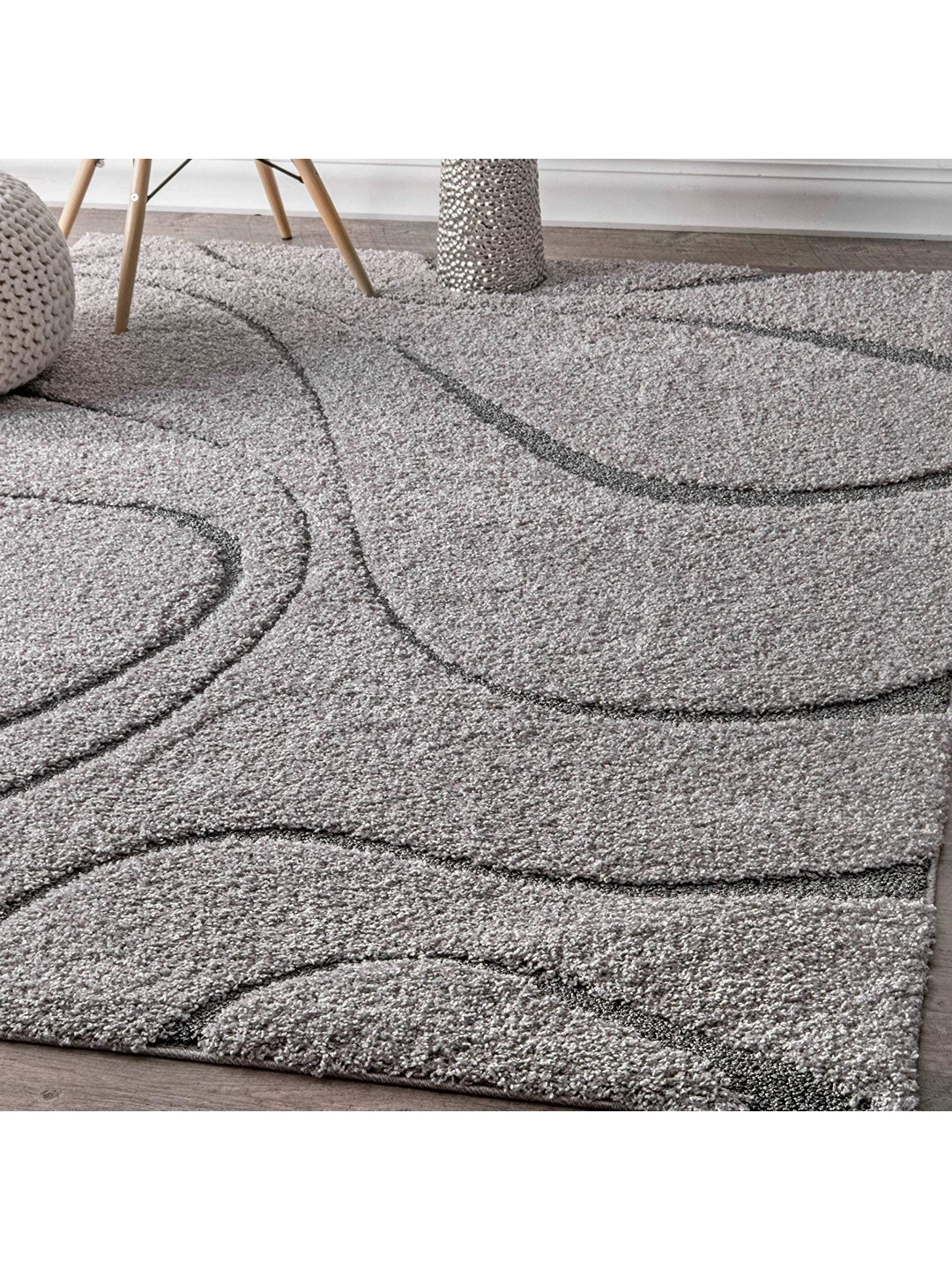 

IMRA CARPET Geometric Shaggy Carpet, Grey