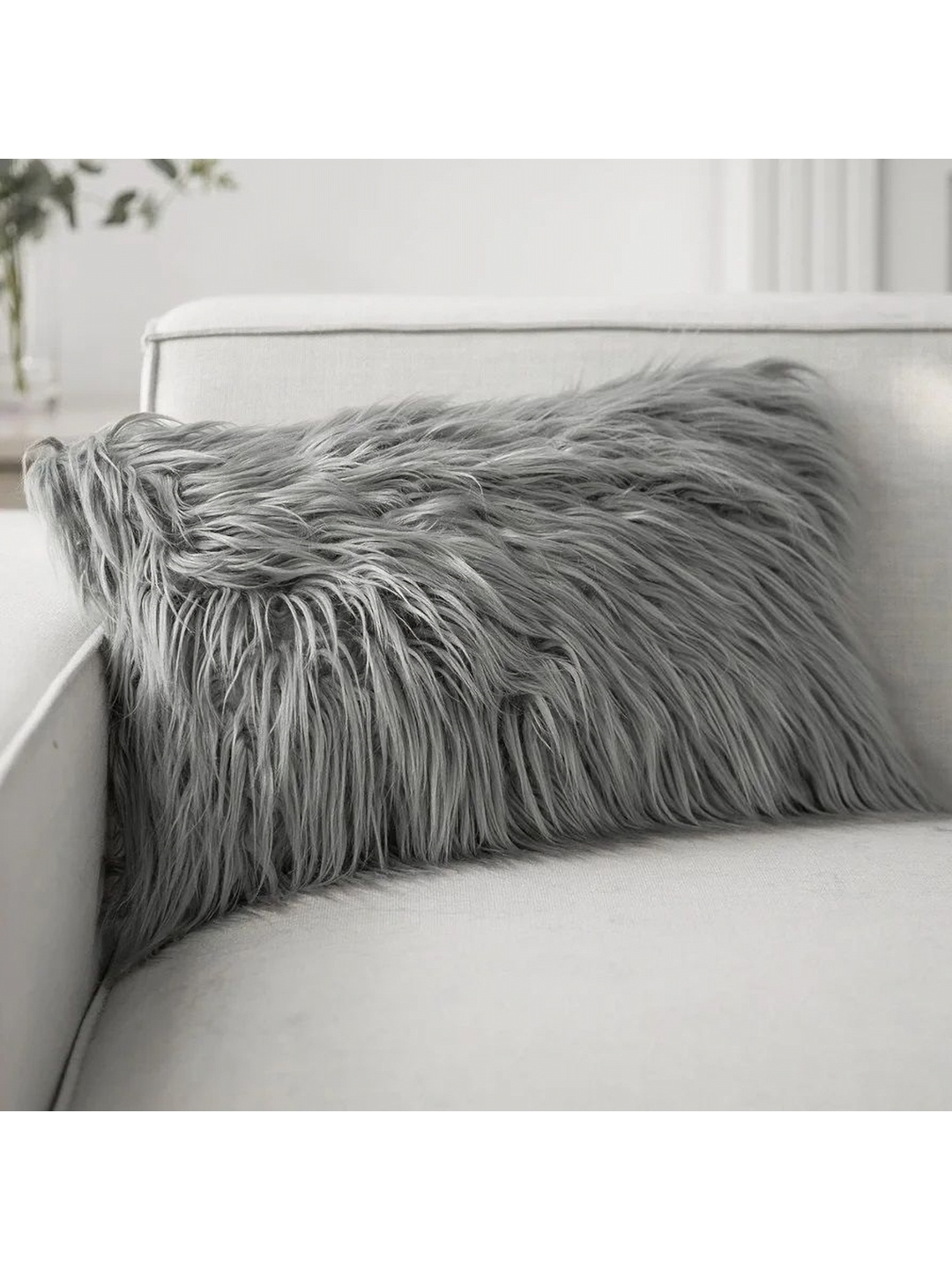 

TANLOOMS Grey 2 Pieces Quirky Rectangle Velvet Cushion Covers