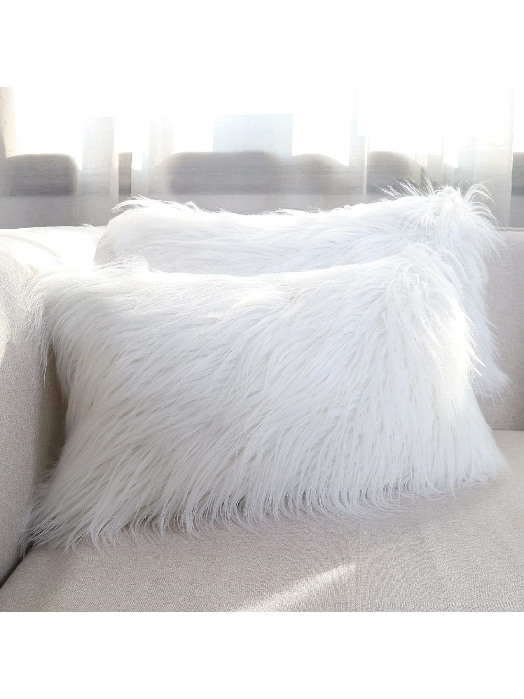 

TANLOOMS White 2 Pieces Quirky Rectangle Cushion Covers