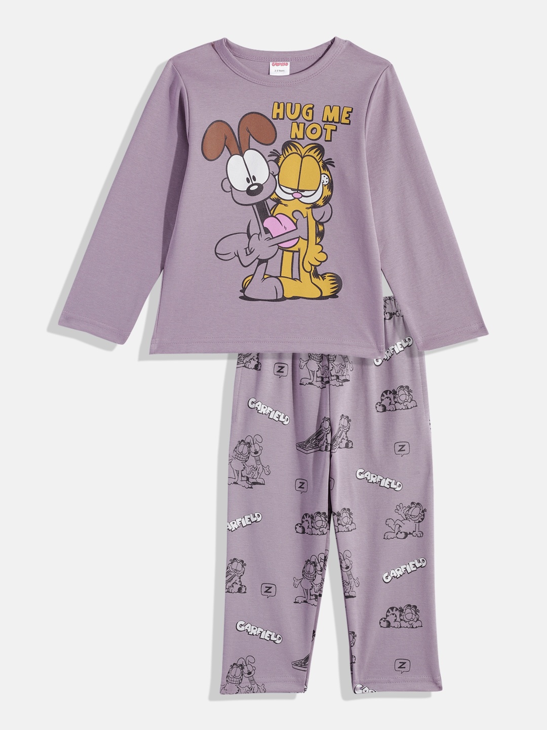 

Here&Now X Denikid Girls Pure Cotton Garfield & Odie Printed T-shirt with Leggings, Mauve