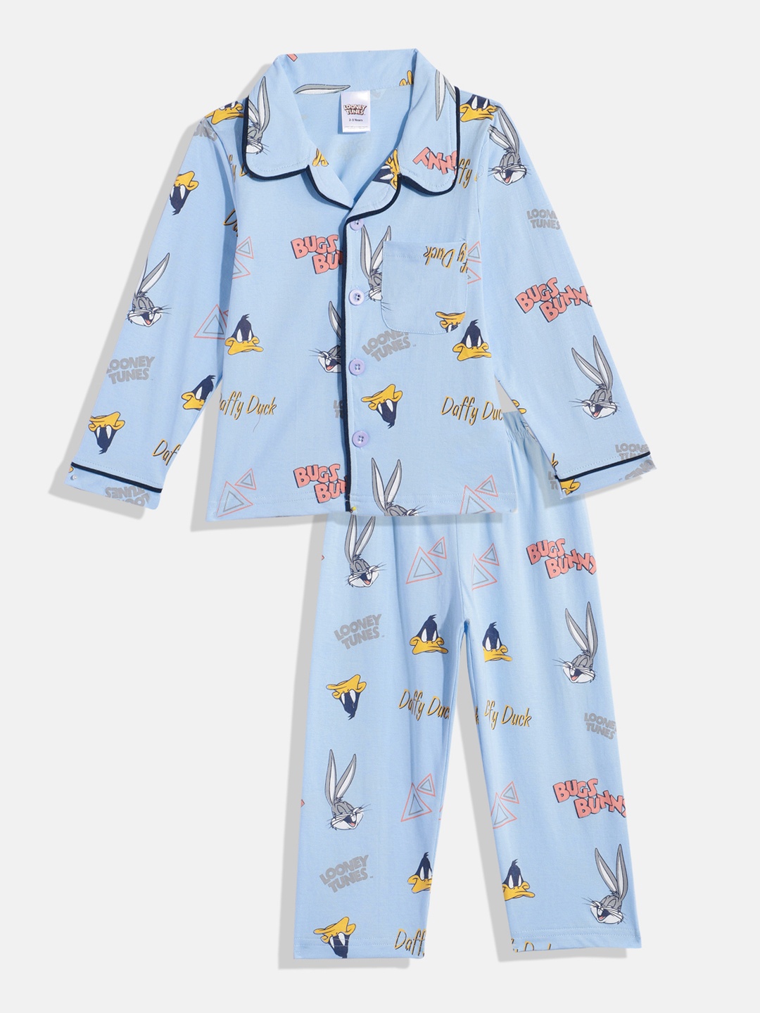 

Here&Now X Denikid Boys Looney Tunes Printed Pure Cotton T-shirt with Trousers, Blue