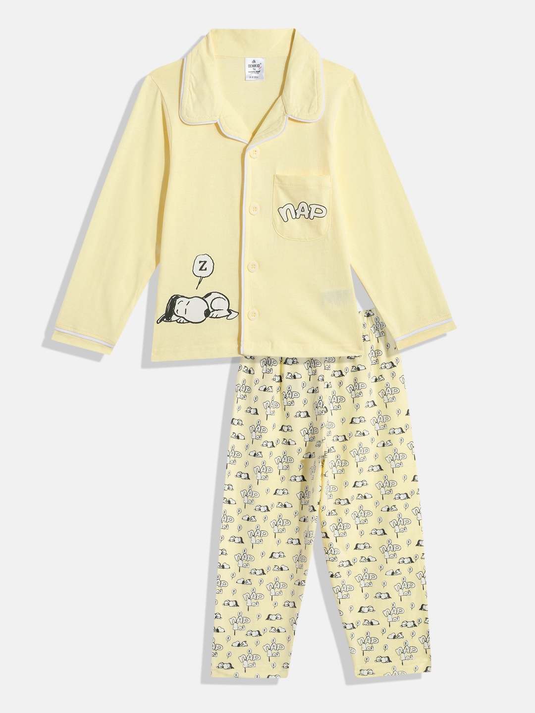 

Here&Now X Denikid Girls Pure Cotton Printed Shirt with Leggings, Yellow