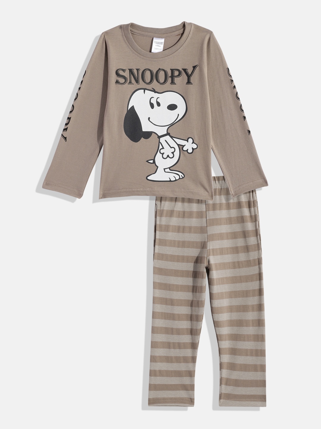 

Here&Now X Denikid Boys Snoopy Printed Pure Cotton T-shirt with Trousers, Taupe