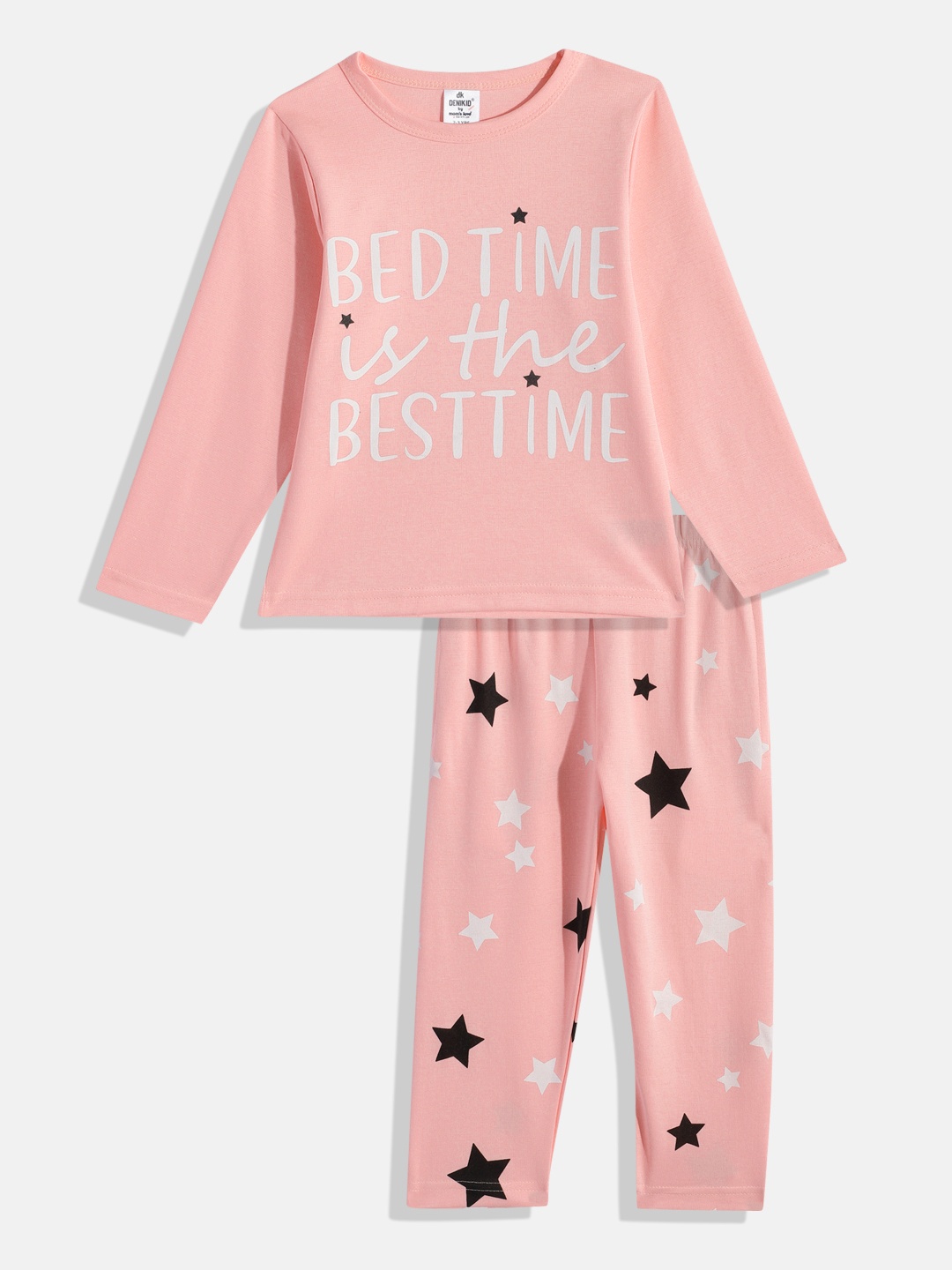 

Here&Now X Denikid Girls Pure Cotton Printed T-shirt with Leggings, Peach