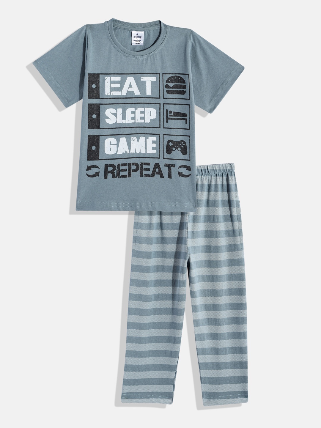 

Here&Now X Denikid Boys Printed Pure Cotton T-shirt with Pyjamas, Green