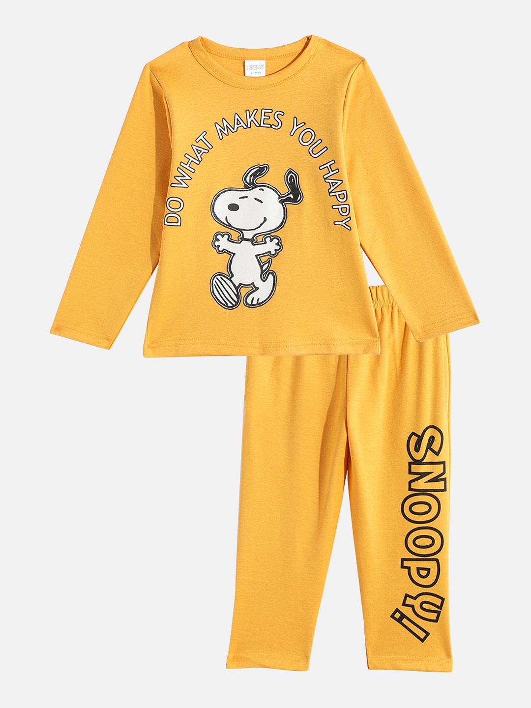 

Here&Now X Denikid Girls Snoopy Printed Pure Cotton T-shirt with Leggings, Yellow