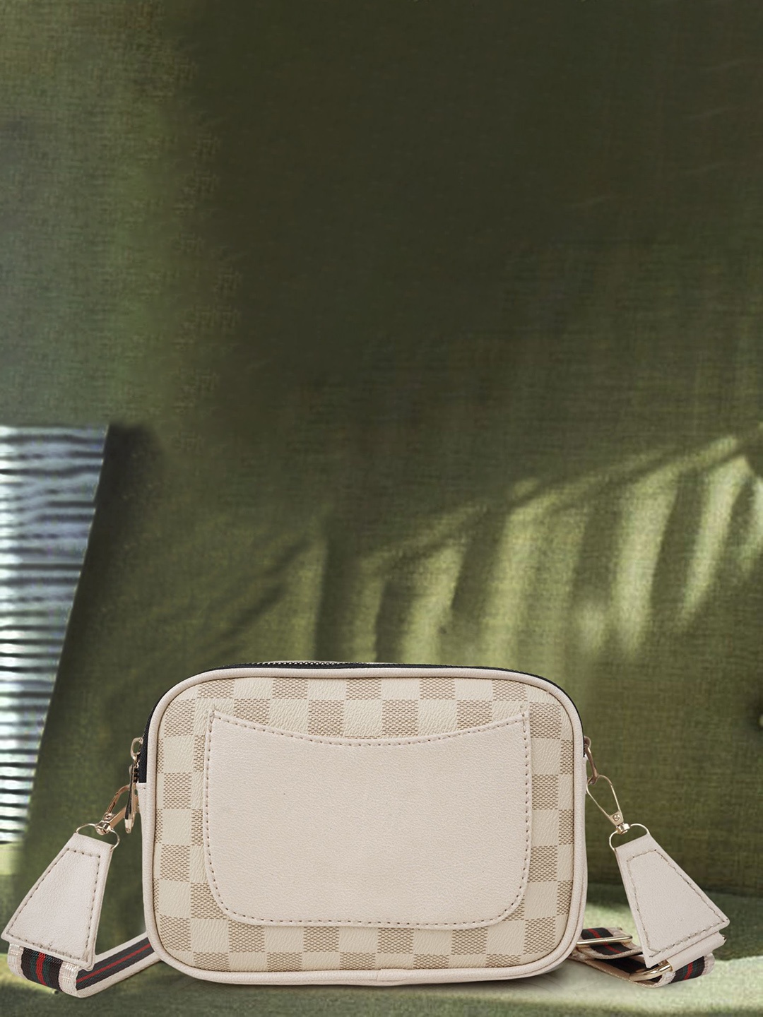 

PARSLEY Textured Checked Sling Bag, Beige