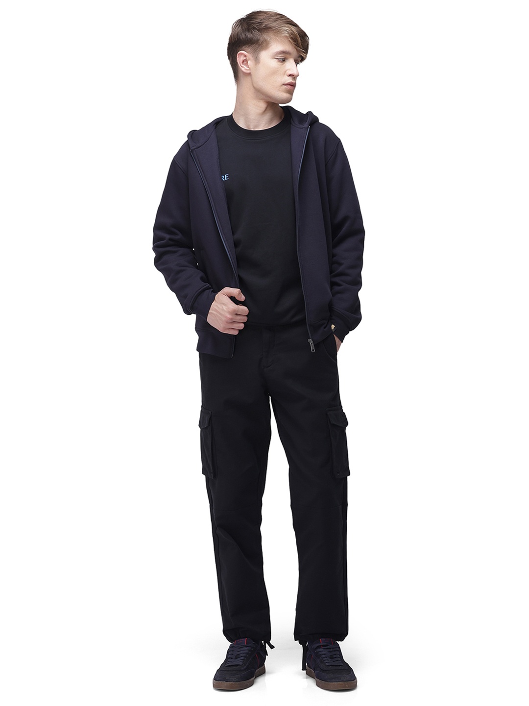 

RARE RABBIT Men Maks Relaxed Fit Cargos Trousers, Black