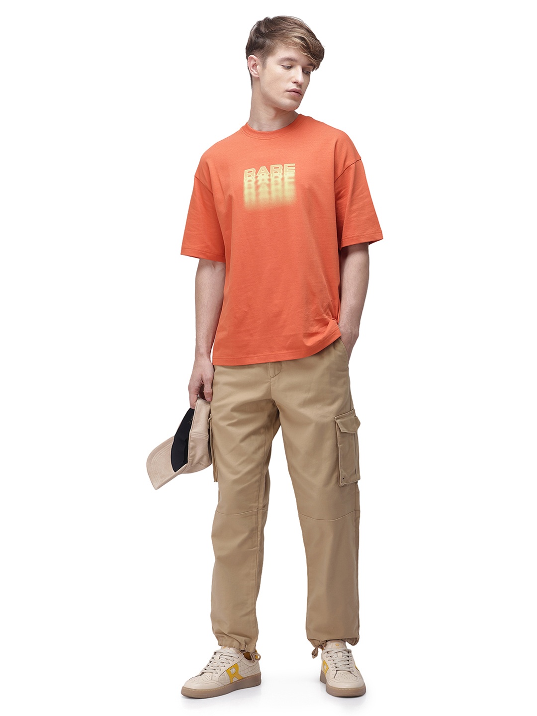 

RARE RABBIT Men Maks Relaxed Fit Cargos Trousers, Khaki
