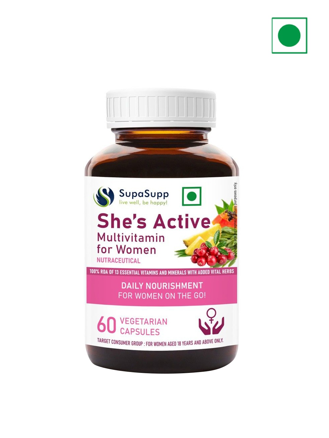 

Sri Sri Tattva Women She's Active Multivitamin - 60 Veg Capsules, White