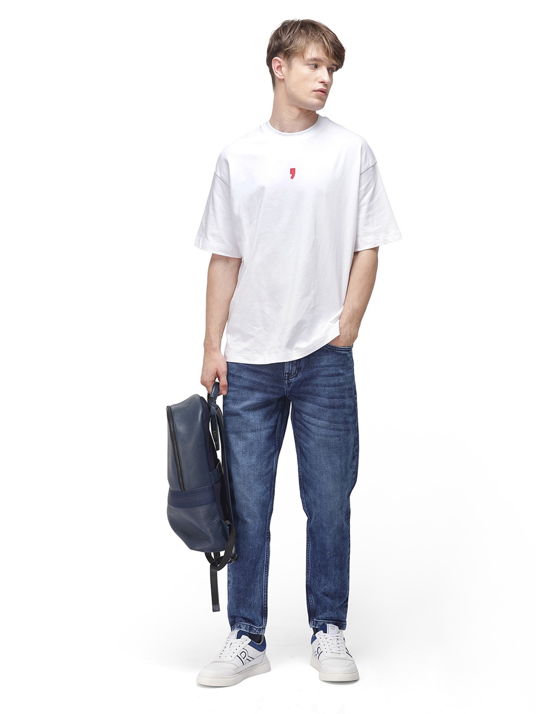 

RARE RABBIT Men Sam-2 Carrot Fit Mid Wash Stretchable Jeans, Blue