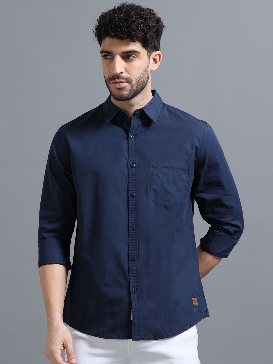 

The Roadster Lifestyle Co Pure Cotton Full Sleeve Shirts, Navy blue