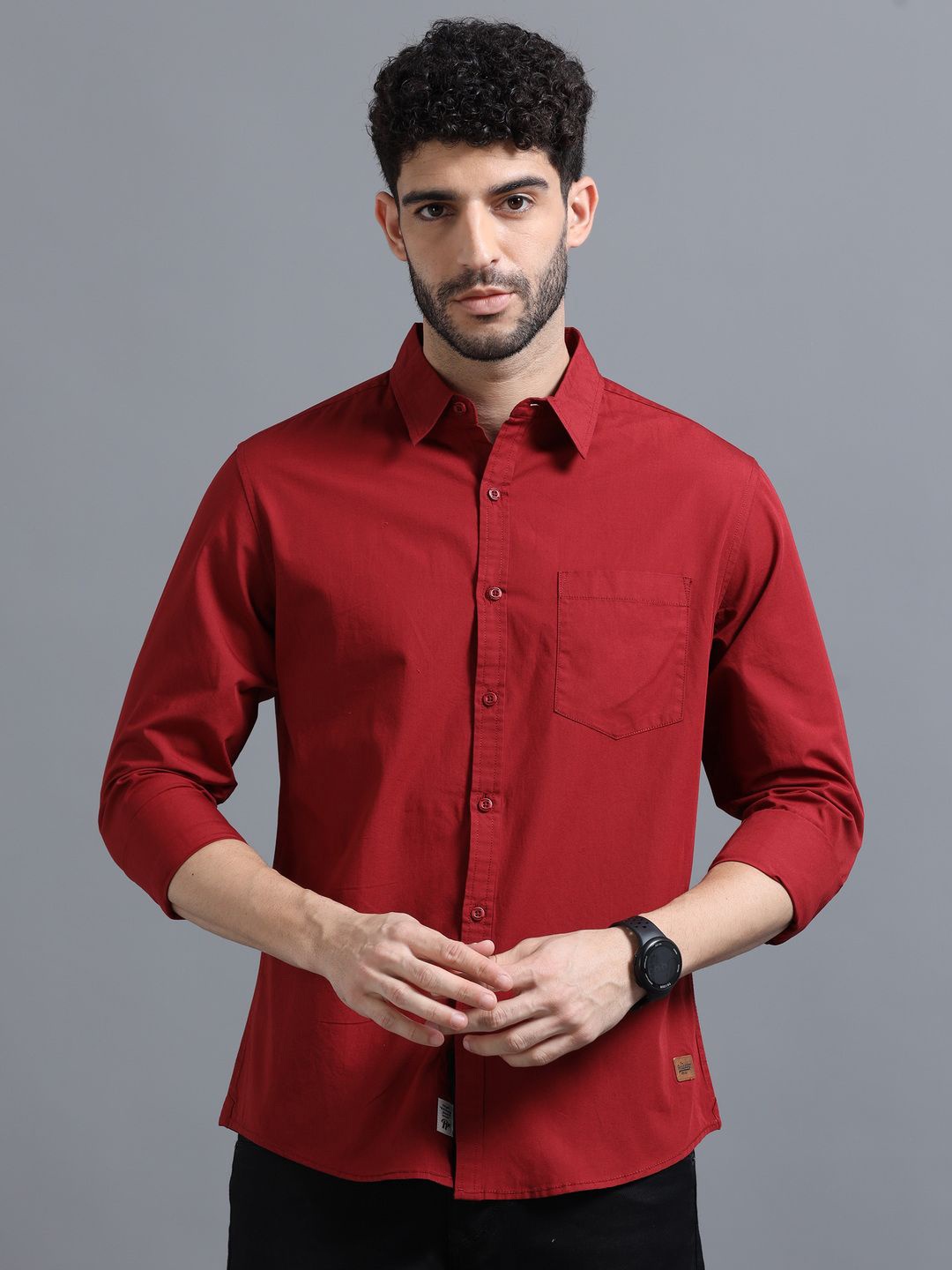 

The Roadster Lifestyle Co Pure Cotton Full Sleeve Shirts, Maroon