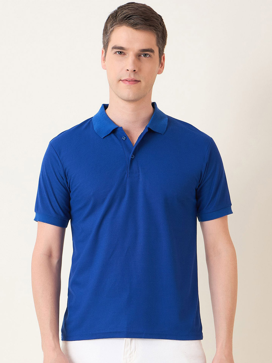 

Mast & Harbour Men Polo Collar Solid Cotton T-shirt, Blue