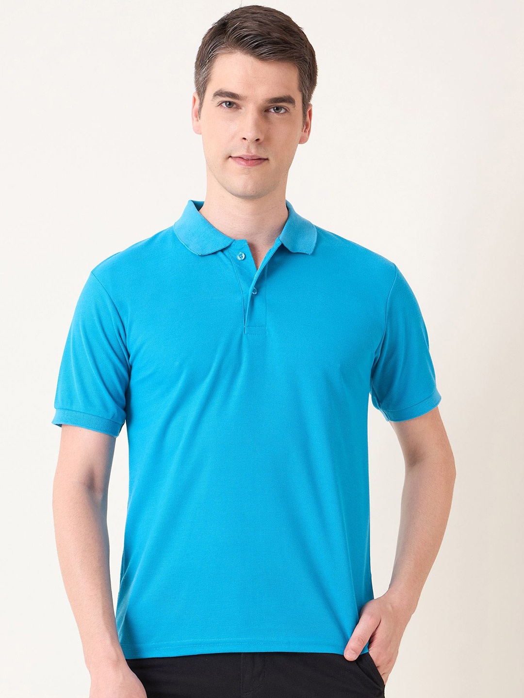 

Mast & Harbour Men Polo Collar Solid Cotton T-shirt, Blue