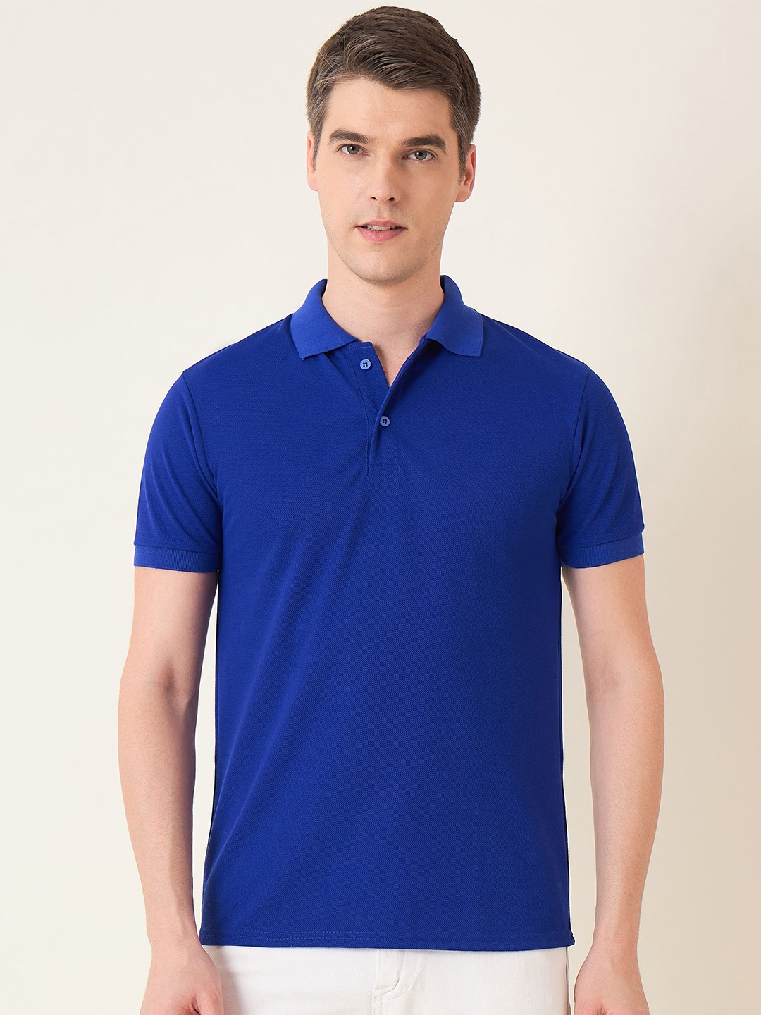 

Mast & Harbour Men Polo Collar Solid Cotton T-shirt, Blue
